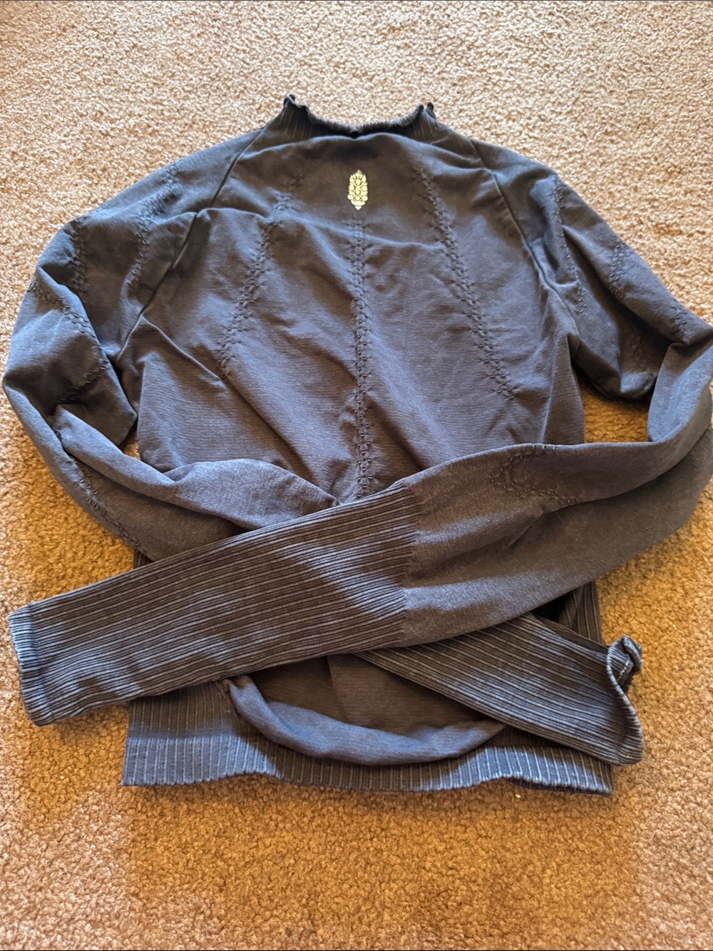 FP movement long sleeved black Athletic Exercise Crop top